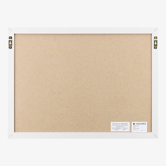 Navaris Framed Linen Bulletin Board - 17 x 23 inches Fabric Jewelry Organizer Pinboard for Wall Memory Memo Pin Board - Pink Linen with White Frame