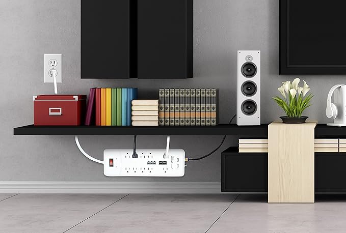 Digital Energy 10-Outlet Straight Plug 4050 Joules Heavy Duty Surge Protector (15 FT, WHT)