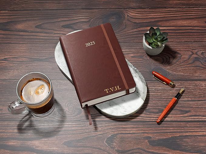 Wykeham's Executive 2025 Daily Journal Planner – Customization Available (Personalized Conker, 8.5"×5.5")