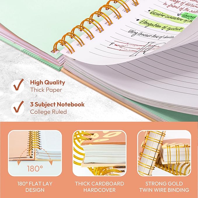Spiral Journal Notebook - 10.25" x 7.25" Design, 100 GSM Paper, 300 Pages. Spiral Notebook Journal for Women - Premium Quality Spiral-Bound Journaling Notebooks. - Find Joy (Marble)
