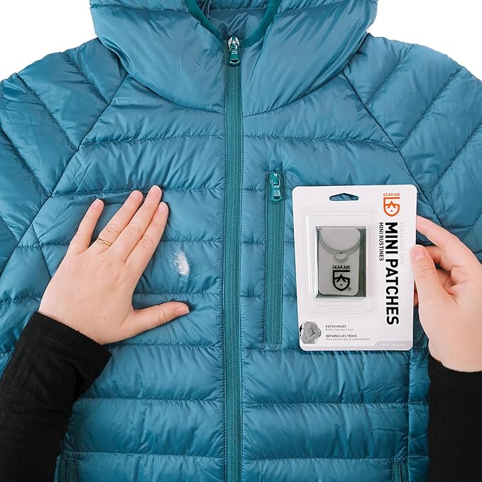 GEAR AID Tenacious Tape Mini Patches with Peel-and-Stick Adhesive Repairs Holes and Tears in Winter Gear, Down Puffer Jackets, Sleeping Bags, Tents and Rain Gear