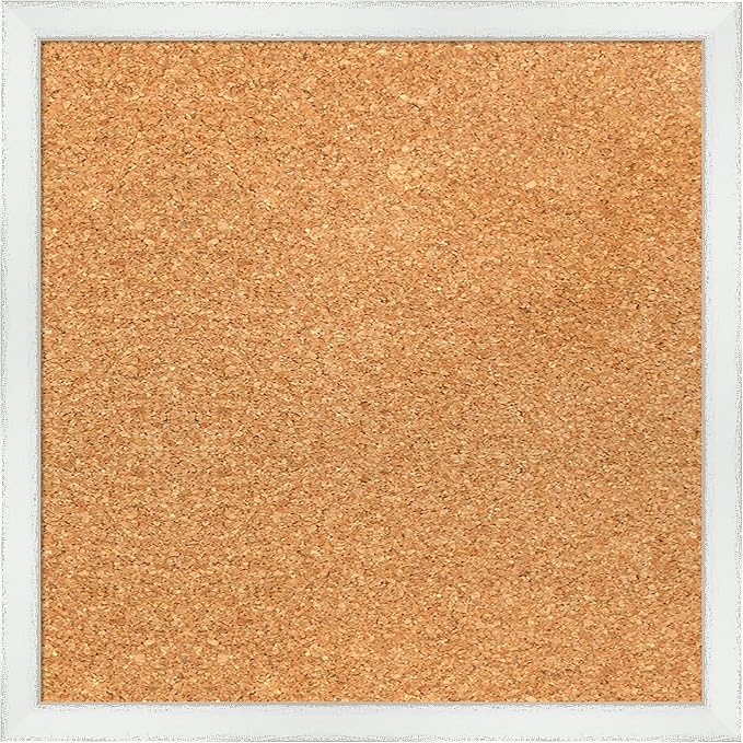 Amanti Art Natural Cork Board for Wall, 15x15 Vision Board with White Frame, Small Corkboard Office Decor for Home Organization, Country Rustic Corkboard Pinboard to Display Items for Home