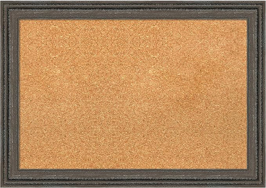 Amanti Art Natural Cork Board for Wall, 19x27 Vision Board with Brown Wood Frame, Medium Corkboard Office Decor for Home Organization, Rustic Farmhouse Corkboard Pinboard to display items for home