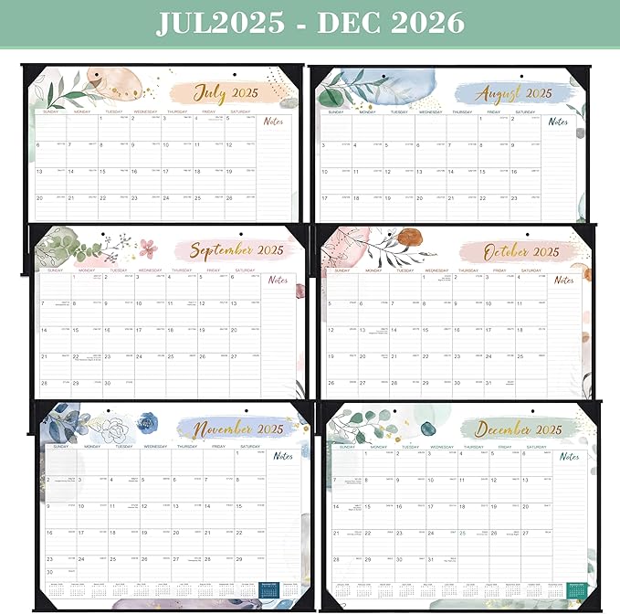 2025-2026 Desk Calendar - Desk Calendar 2025-2026, 22" x 17", July 2025 - December 2026, 18 Monthly Desk/Wall Calendar, Large Ruled Blocks, Notes, Thick Paper, Corner Protector