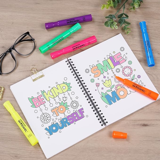 Highlighters Bulk, 72 Pack Tank Style Highlighters Assorted Fluorescent Colors Set, 6 Bright Colors Chisel Tip Highlighter Markers for Kid and Adult Coloring, Highlighting as School Supplies