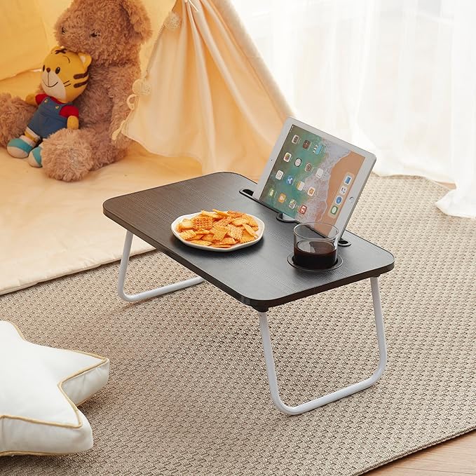 Nestl Lap Desk for laptop - Foldable Laptop Desk for Bed and Couch, Portable and Lightweight Laptop Stand for Bed Breakfast, Working, Reading, and Writing, Black, Small Laptop Tray