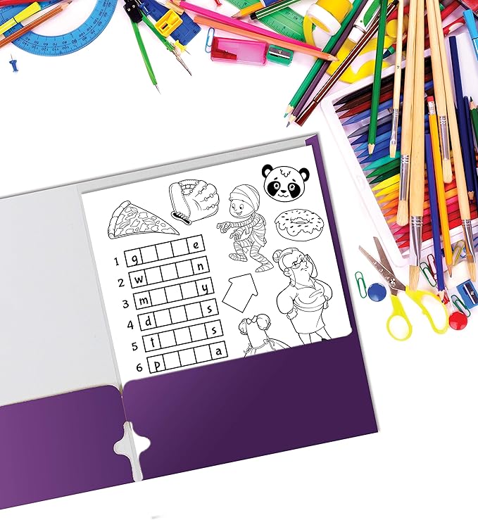 Better Office Products Two Pocket Portfolio Folders, 50-Pack, Purple, Letter Size Paper Folders, 50 Pieces, Purple