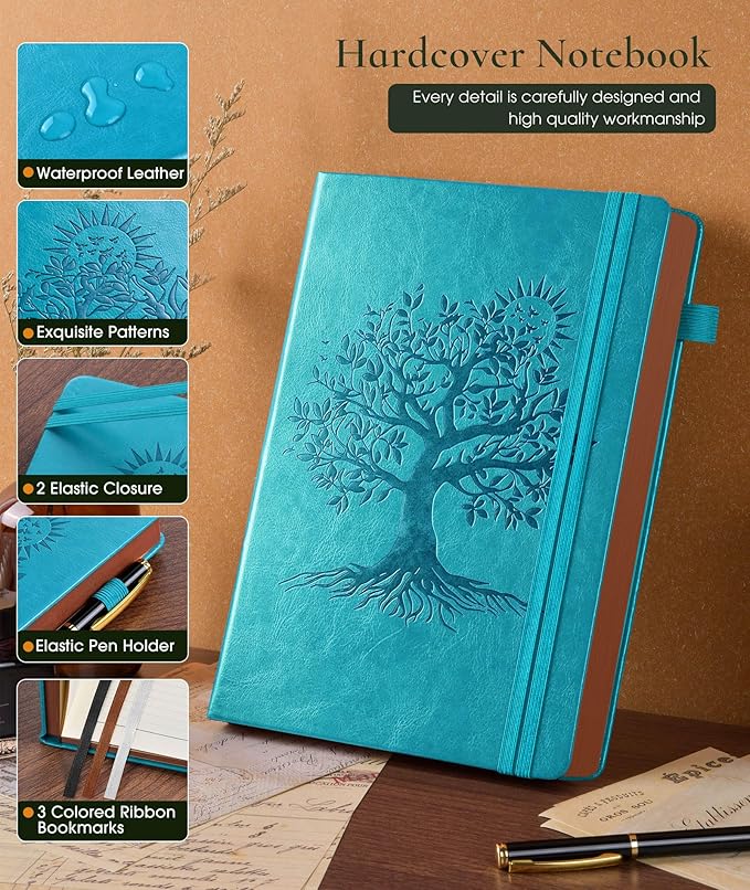 Vintage Leather Journal with 300 Numbered Pages,A4 Lined Journal for Men Women,Daily Journals for Writing,College Ruled Notebook for Work,School,Note taking,Travel Diary,Large (8.5" X 11.3")