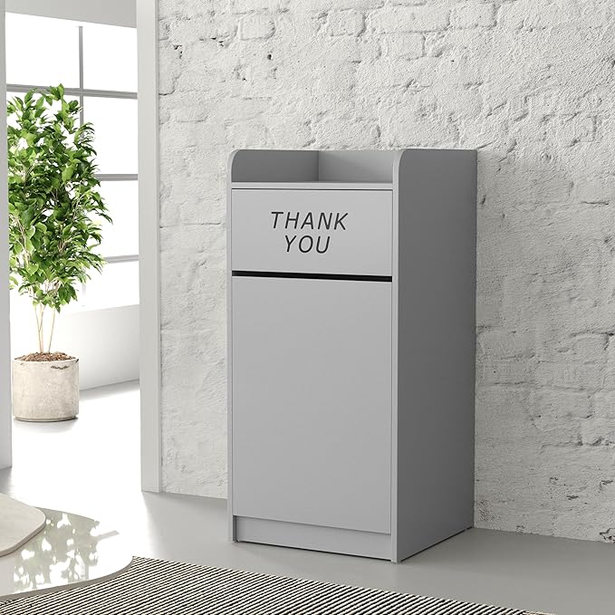 Flash Furniture Wood Tray Top Receptacle, Set of 1, Gray
