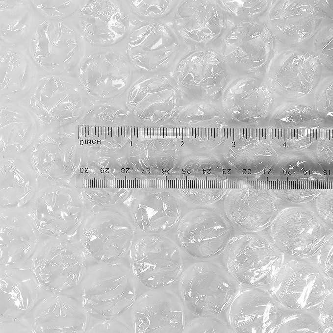 Amazon Basics Bubble Cushioning Wrap Packing Material for Fragile Items, 12-Inch x 100-Foot Long Roll, Large, Clear