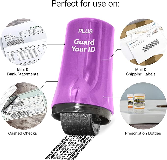 Identity Theft Protection Roller 3-Pack Advanced 2.0 Security Stamp by Guard Your ID (Regular 3-Piece, Purple)