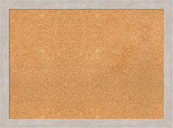 Amanti Art Natural Cork Board for Wall, 23x31 Vision Board with Silver Wood Frame, Medium Corkboard Office Decor for Home Organization, Casual Corkboard Pinboard to display items for home organization