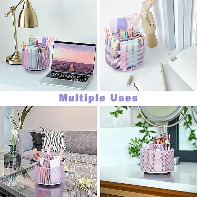 Exerz Desk Organiser/Mesh Desk Tidy Candy/Pen Holder/Multifunctional Organiser 360 Rotating