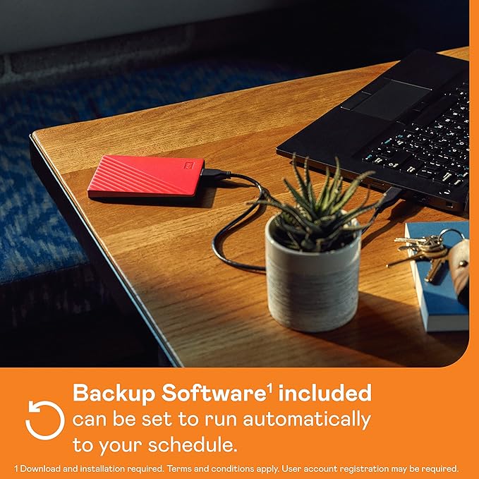 WD 6TB My Passport, Portable External Hard Drive, Red, Backup Software with Defense Against ransomware, and Password Protection, USB 3.1/USB 3.0 Compatible - WDBR9S0060BRD-WESN
