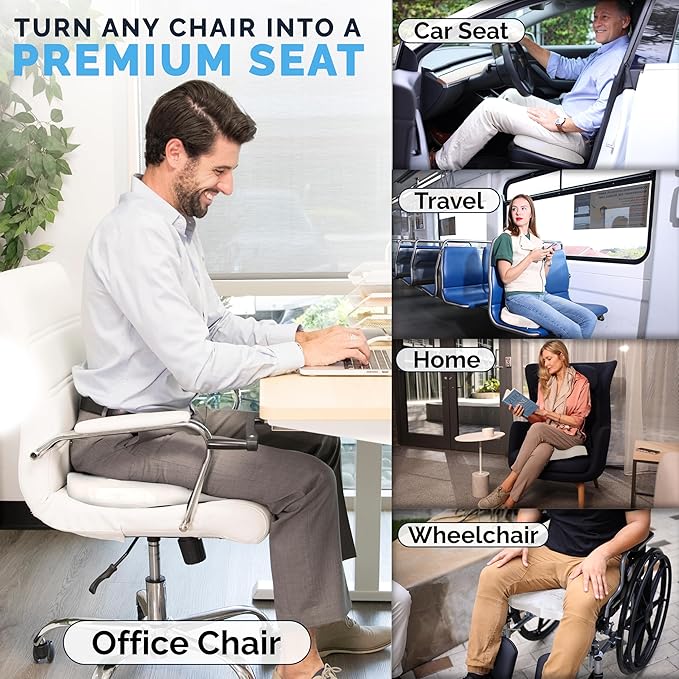 ComfiLife Premium Gel & Memory Foam Seat Cushion – Doctor Recommended Office Chair Cushion, Car Seat Cushion – Chair Cushions for Back & Sciatica Pain Relief – Seat Cushions for Office & Desk (Beige)