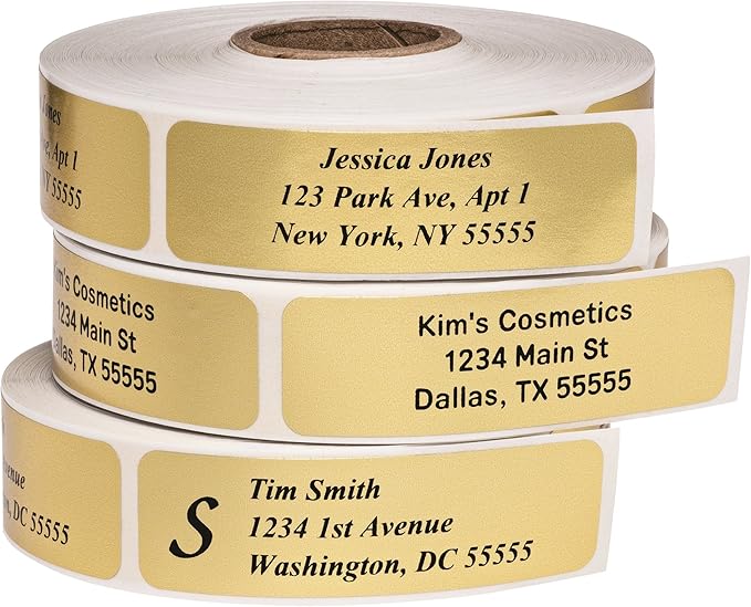Return Address Labels - Roll of 250 Personalized Labels (Gold)