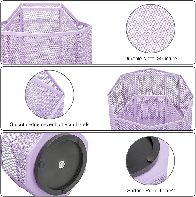 Exerz Desk Organiser/Mesh Desk Tidy Candy/Pen Holder/Multifunctional Organiser 360 Rotating