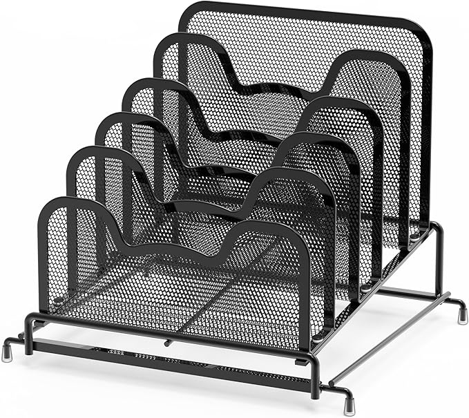 Simple Houseware Desk 5 Sections Step File Sorter Organizer, Black