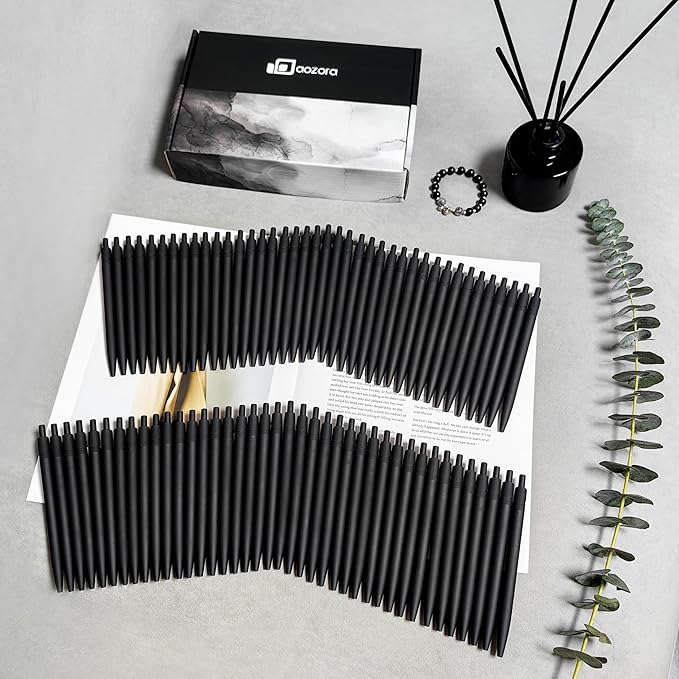 Aozora Pens Bulk 120 Pack Black Click Pens No Bleed Wholesale Retractable Ballpoint Pens Medium Point,Smooth Ink Pens for Journaling School Office Supplies 1.0MM Black Ink