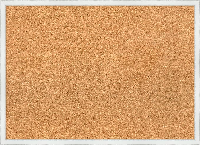 Amanti Art Natural Cork Board for Wall, 21x29 Vision Board with White Frame, Medium Corkboard Office Decor for Home Organization, Country Rustic Corkboard Pinboard to Display Items for Home