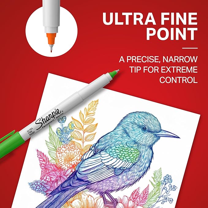 Sharpie Color Burst Permanent Marker Set, Ultra-Fine Tip Markers, Artist Markers, Writing Markers, Drawing Markers, Assorted Colors, 24 Count