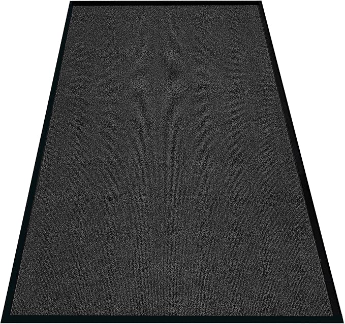 Front Door Mat, 3' x 6' Commercial Floor Mat, Heavy Duty Welcome Mat, Rubber Backing Non Slip Doormat for Entryway (Black, 3x6FT)