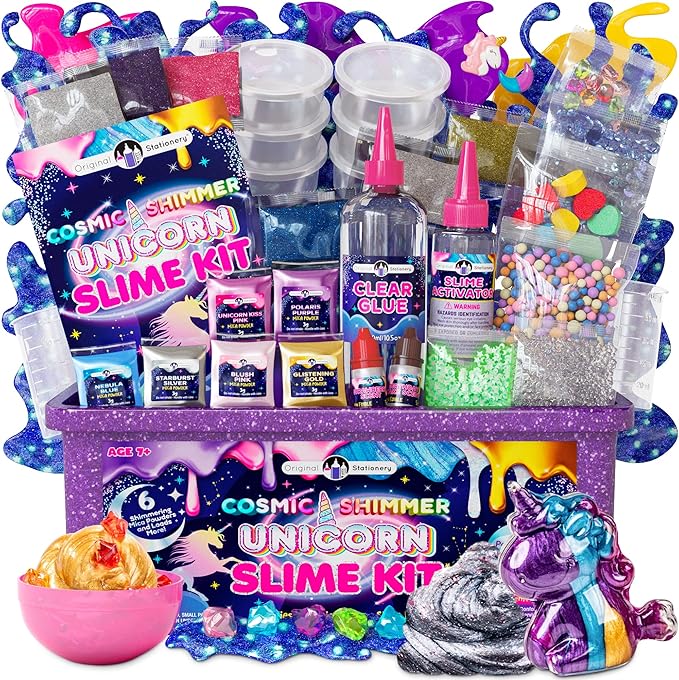 Original Stationery Cosmic Shimmer Unicorn Slime Kit – Creative Crafting Set for Making Enchanting Toys with Galaxy Glitter and Rainbow Hues