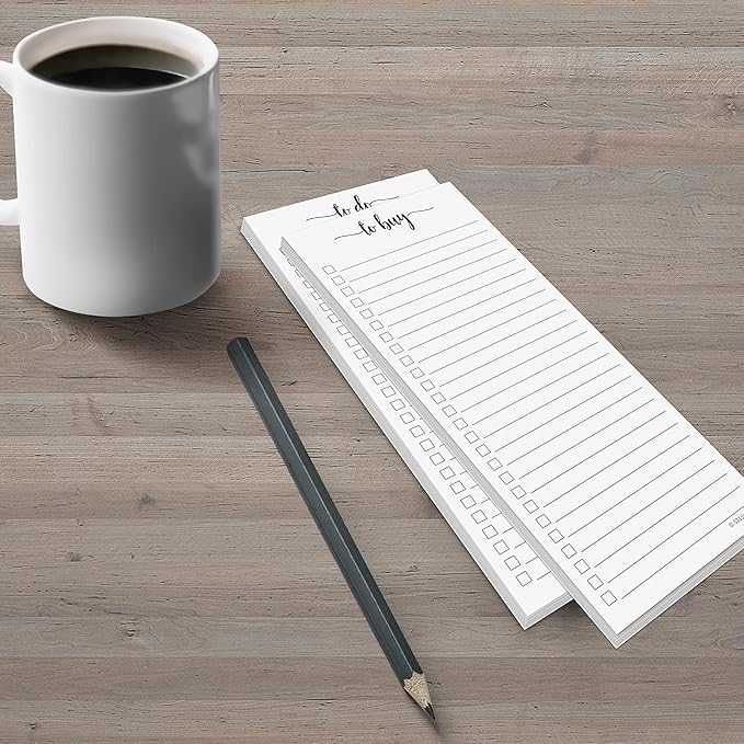 321Done (1 To Do (1) To Buy List Notepad 2-Pack - 3.7x8.5 (Slim, Skinny, Handheld - College Ruled) - Minimalist Memo Pad for ToDos, Tasks, Shopping, Grocery, Organizing, Planning - Made in the USA