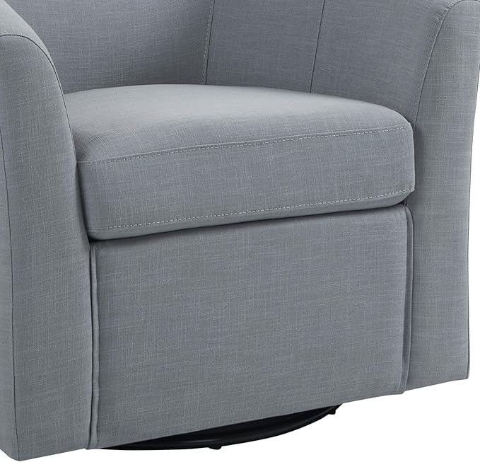 UIXE 360° Swivel Barrel Accent Chairs Set of 2, Modern Round Arm Chair Upholstered Club Armchair, Single Sofa Seating in Fabric for Living Room, Bedroom (Pebble Grey)