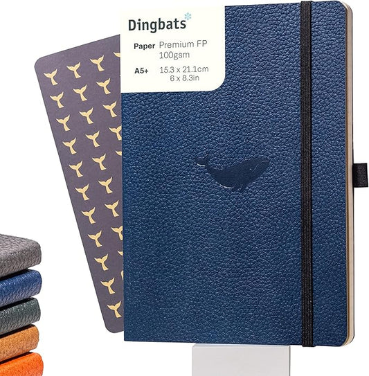 Dingbats* Wildlife Lined Writing Journal Notebook A5 - Vegan Leather Softcover - Ideal for Work, Travel - Pocket, Elastic Closure, & Bookmark