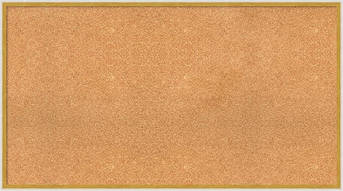 Amanti Art Natural Cork Board for Wall, 25x45 Vision Board with White Frame, Oversize Corkboard Office Decor for Home Organization, Modern Corkboard Pinboard to Display Items for Home Organization in