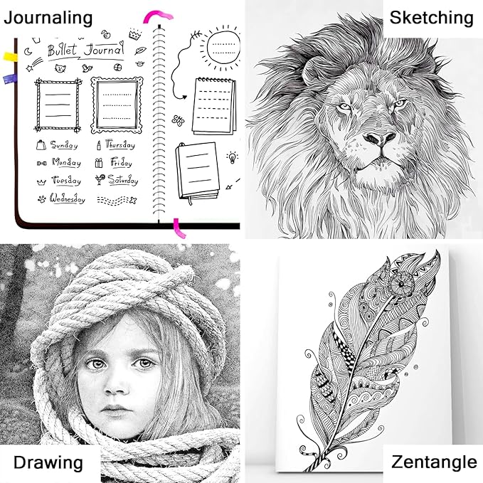 Muchcute Micro Fineliner Drawing Art Pens: 8 Black Fine Line Waterproof Ink Set Artist Supplies Archival Inking Markers Liner Professional Sketch Outline Crafts Sketching Watercolor Zentangle Stuff
