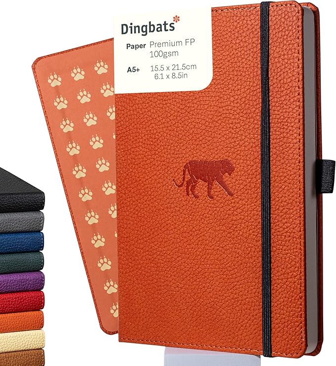 Dingbats* Wildlife Plain Writing Journal Notebook A5 - Vegan Leather Hardcover - Ideal for Work, Travel - Pocket, Elastic Closure, & Bookmark