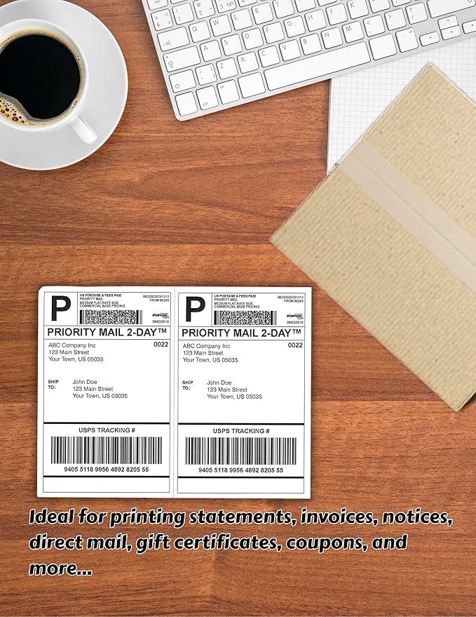Limited Papers (TM) 8.5x11 Perforated Paper, 20/50 Pound, 75 GSM, Variety of Perforation Sizes and Colors, for Forms, Tickets, Postcards, Business Cards. (Blue, 2 up - horizontal 5.5”)