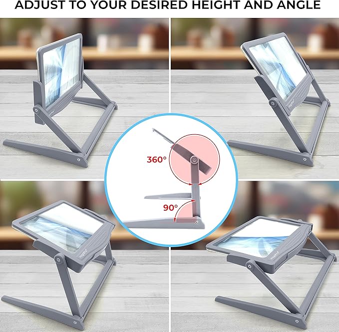 MAGNIPROS Patented 5X Large LED Page Magnifying Glass with Collapsible & Detachable Stand | 3 Color Modes & Anti-Glare Lens to Reduce Eye Strain- Ideal for Reading Fine Print, Crafting, Low Vision