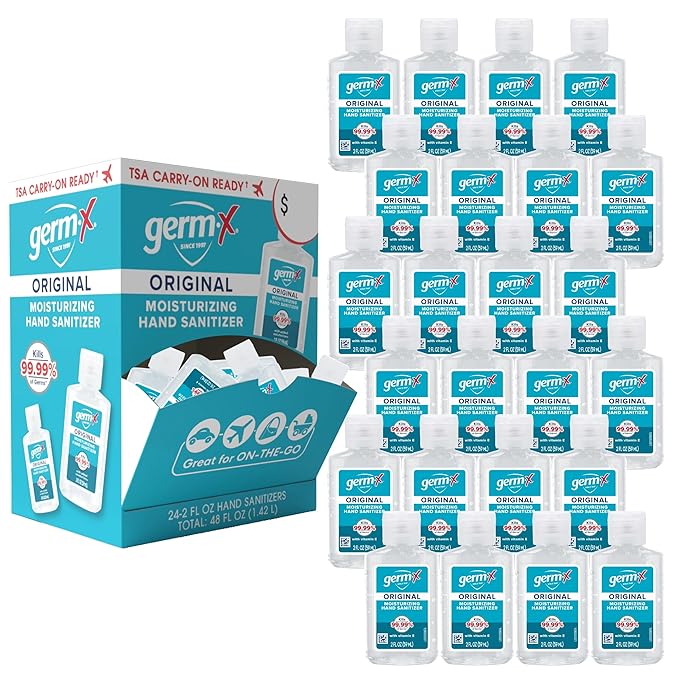 Germ-X Original Hand Sanitizer Gel, Mini Travel Size for On-The-Go, Display Pack, Back to School Supplies , 2 Fl Oz (Pack of 24)