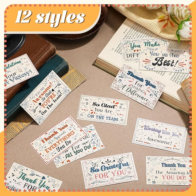 Yeaqee 240 Pcs Employee Appreciation Kudos Cards Funny Blank Back Motivational Card Encouragement Thank You Note Recognition Card for Teacher College Affirmation Gift(Drawing)