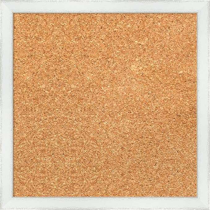 Amanti Art Natural Cork Board for Wall, 13x13 Vision Board with White Frame, X-Small Corkboard Office Decor for Home Organization, Country Rustic Corkboard Pinboard to Display Items for Home