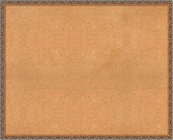 Amanti Art Natural Cork Board for Wall, 34x42 Vision Board with Bronze Frame, X-Large Corkboard Office Decor for Home Organization, Traditional Corkboard Pinboard to Display Items for Home