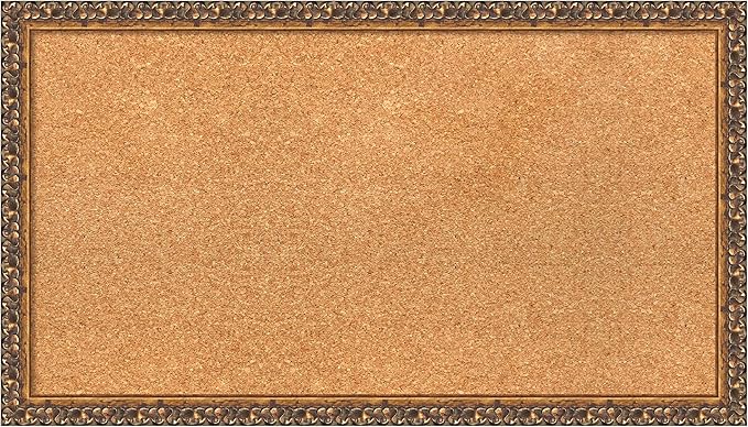Amanti Art Natural Cork Board for Wall, 16x28 Vision Board with Bronze Frame, Medium Corkboard Office Decor for Home Organization, Traditional Corkboard Pinboard to Display Items for Home