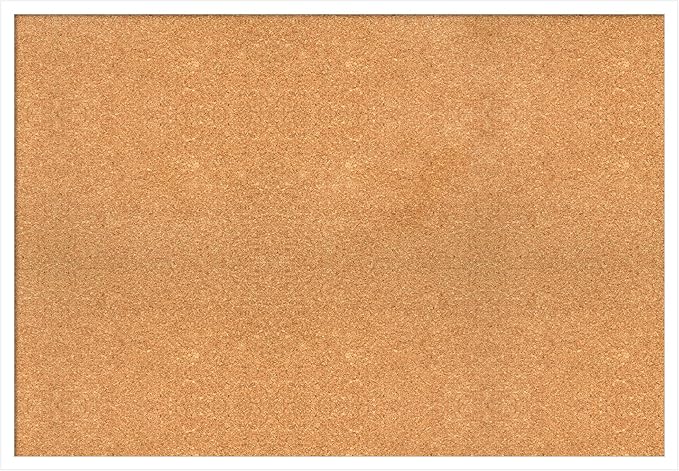 Amanti Art Natural Cork Board for Wall, 27x39 Vision Board with White Frame, Large Corkboard Office Decor for Home Organization, Modern Corkboard Pinboard to Display Items for Home Organization in