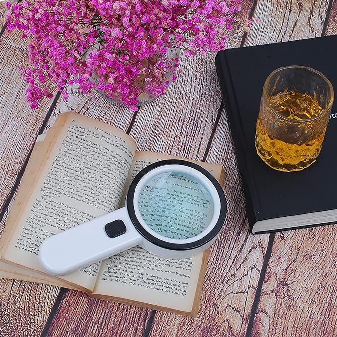 AIXPI Magnifying Glass with Light, 30X Handheld Large Magnifying Glass 12 LED Illuminated Lighted Magnifier for Macular Degeneration Seniors Reading Inspection Coins Jewelry