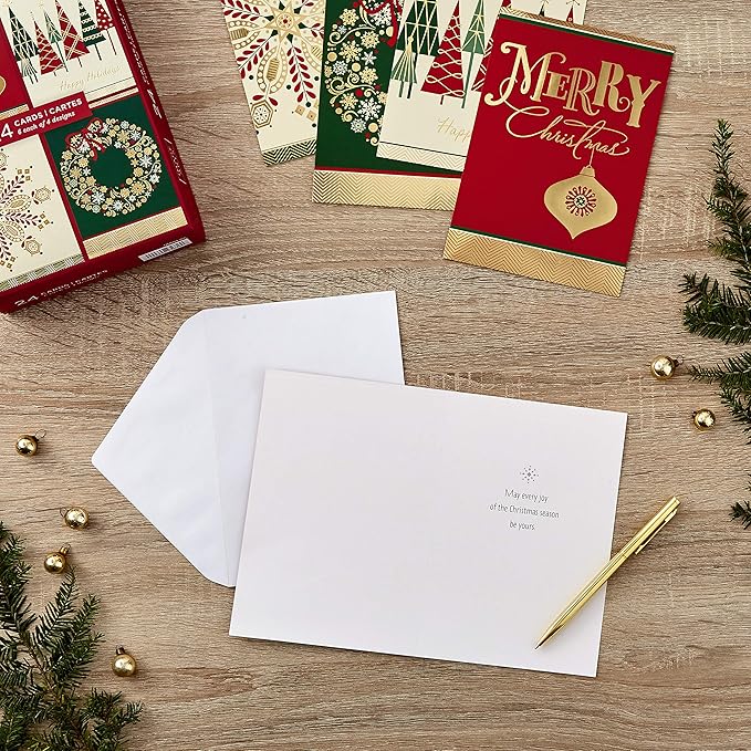 Image Arts Christmas Boxed Cards Assortment, Elegant Icons (4 Designs, 24 Cards with Envelopes)