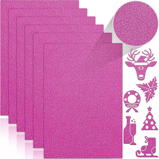 24 Sheets Rose Red Glitter Cardstock Paper, A4 Premium Sparkly Paper for Scrapbook, DIY Projects, Party Decoration, Gift Box Wrapping 250GSM/92lb