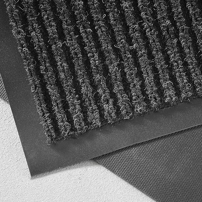 Consolidated Plastics Brush Dry Rug - Made in USA, Heavy-Duty Commercial DoorRug for Indoor/Outdoor Entryways, Non-Slip Backing for High-Traffic Areas (3' W x 5' L, Charcoal)