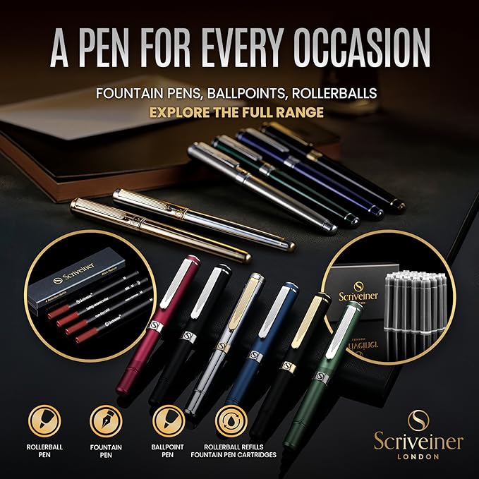 Scriveiner Orange Rollerball Pen - Stunning Luxury Pen With Chrome Finish, Schmidt Ink Refill, Best Roller Ball Gift Set for Men & Women, Professional, Executive Office, Nice Pens
